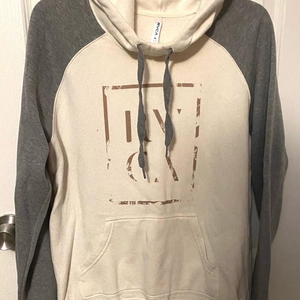 RVCA Women’s Hoodie, Gray and Cream Sz XL